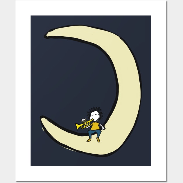 Trumpet and moon Wall Art by Guastevi